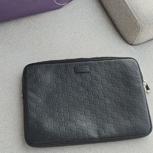 Gucci Embossed Black Laptop Bag